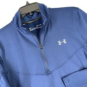Under Armour Golf Loose ColdGear Performance Pullover Quarter Zip‎ Blue S Mens